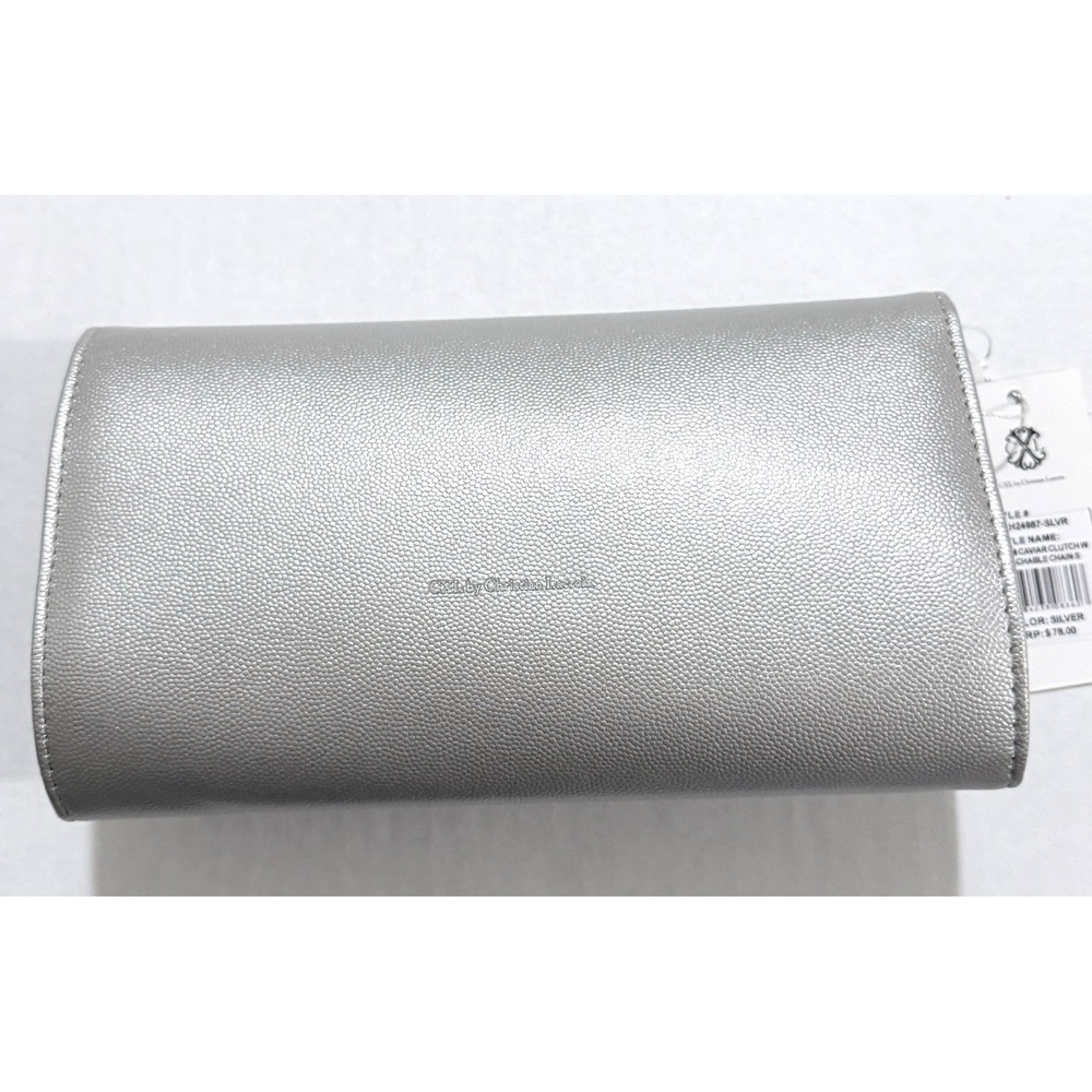 CXL By Christian Lacroix Glam Caviar Clutch Silver With Detachable Chain Bag - Picture 3 of 11